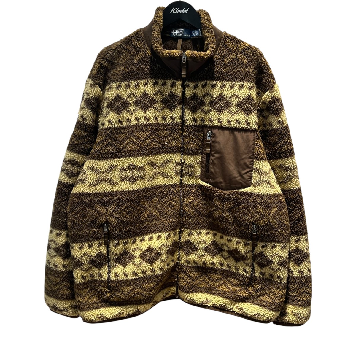 【中古】 POLO RALPH LAUREN　 フリースジャケット 710958456001 ブラウン×ベージュ サイズ：XL 【090326】（ポロラルフローレン）