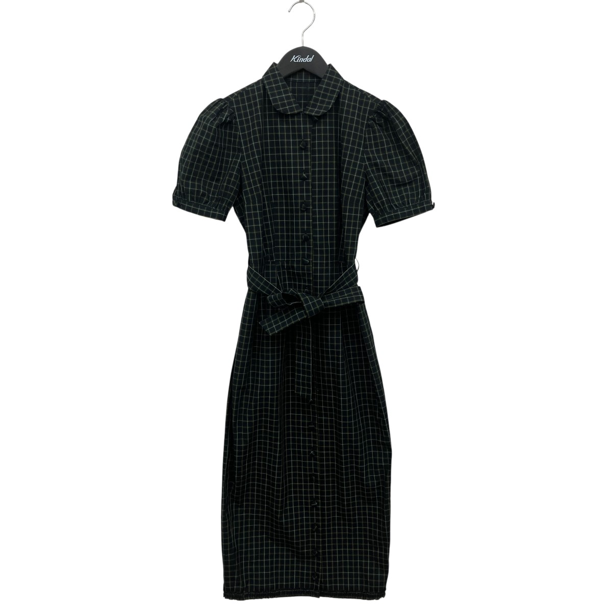 【中古】 vermeerist　 チェック 半袖ワンピース 72-26-0406-899 ネイビー サイズ：XS 【100326】（フェルメリスト）