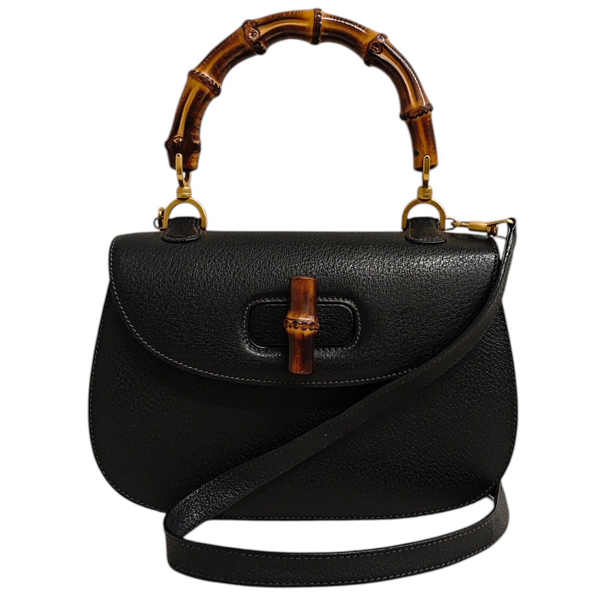 【中古】GUCCI 2WAY バンブーショルダーバッグ 0633 黒いこと 【100326】（グッチ）