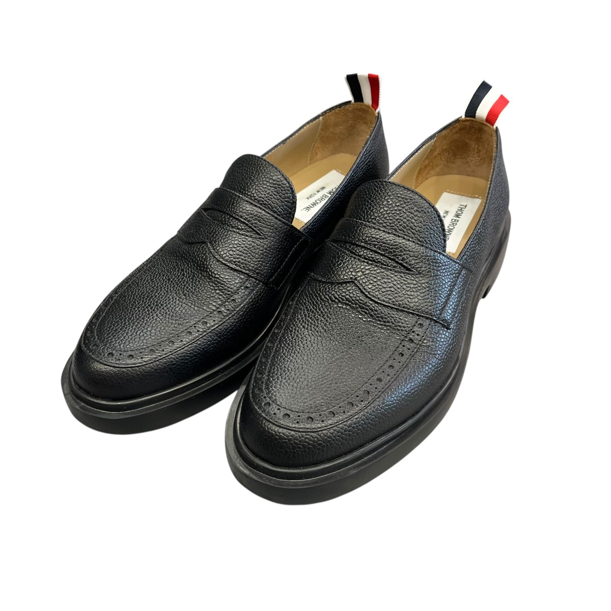 【中古】 Thom Browne　 ペブルグレイン ペニーローファー ローファー ブラック サイズ：US7 【100326】（トム・ブラウン）