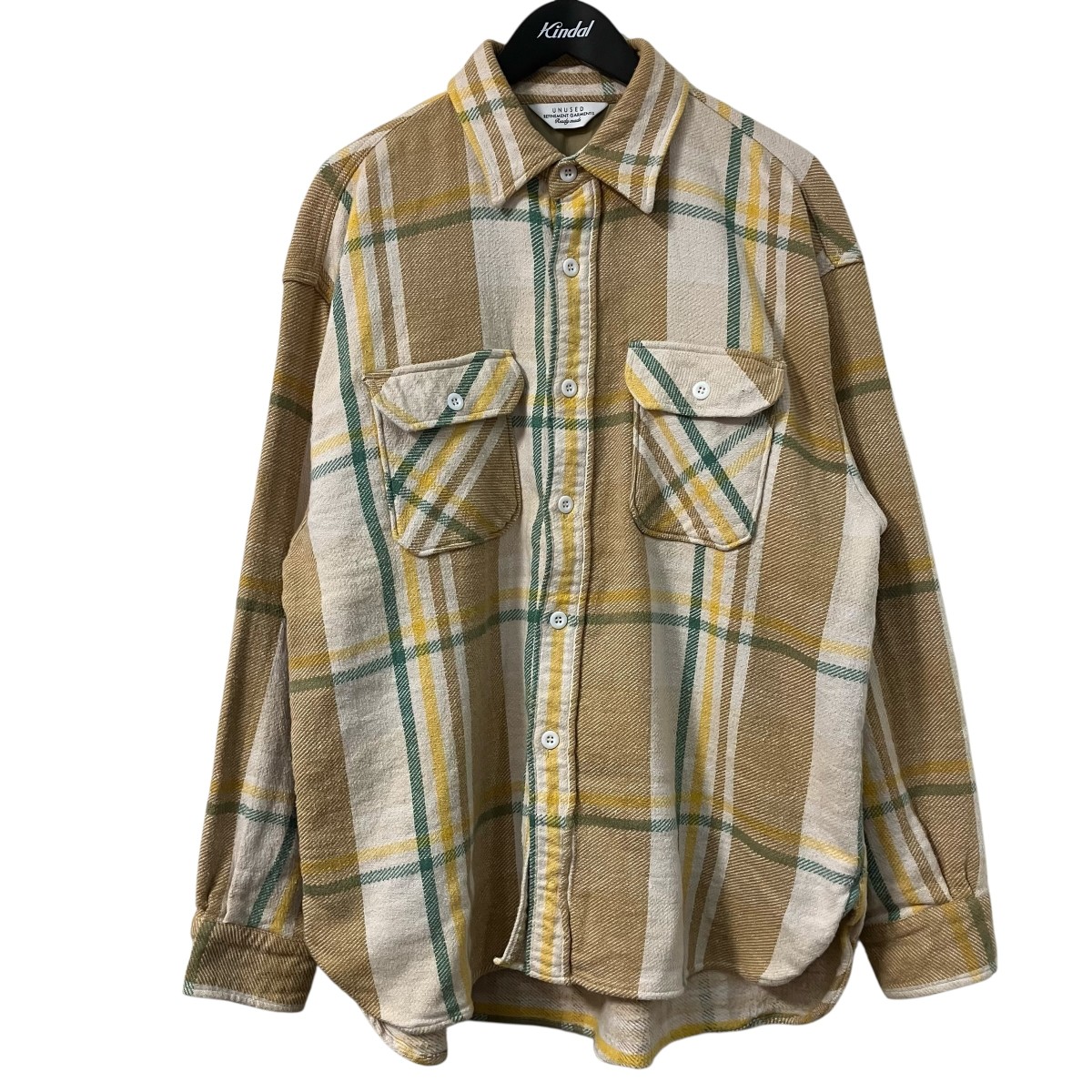 【中古】 UNUSED　 チェックシャツジャケット US1698 ベージュ サイズ：3 【070426】（アンユーズド）
