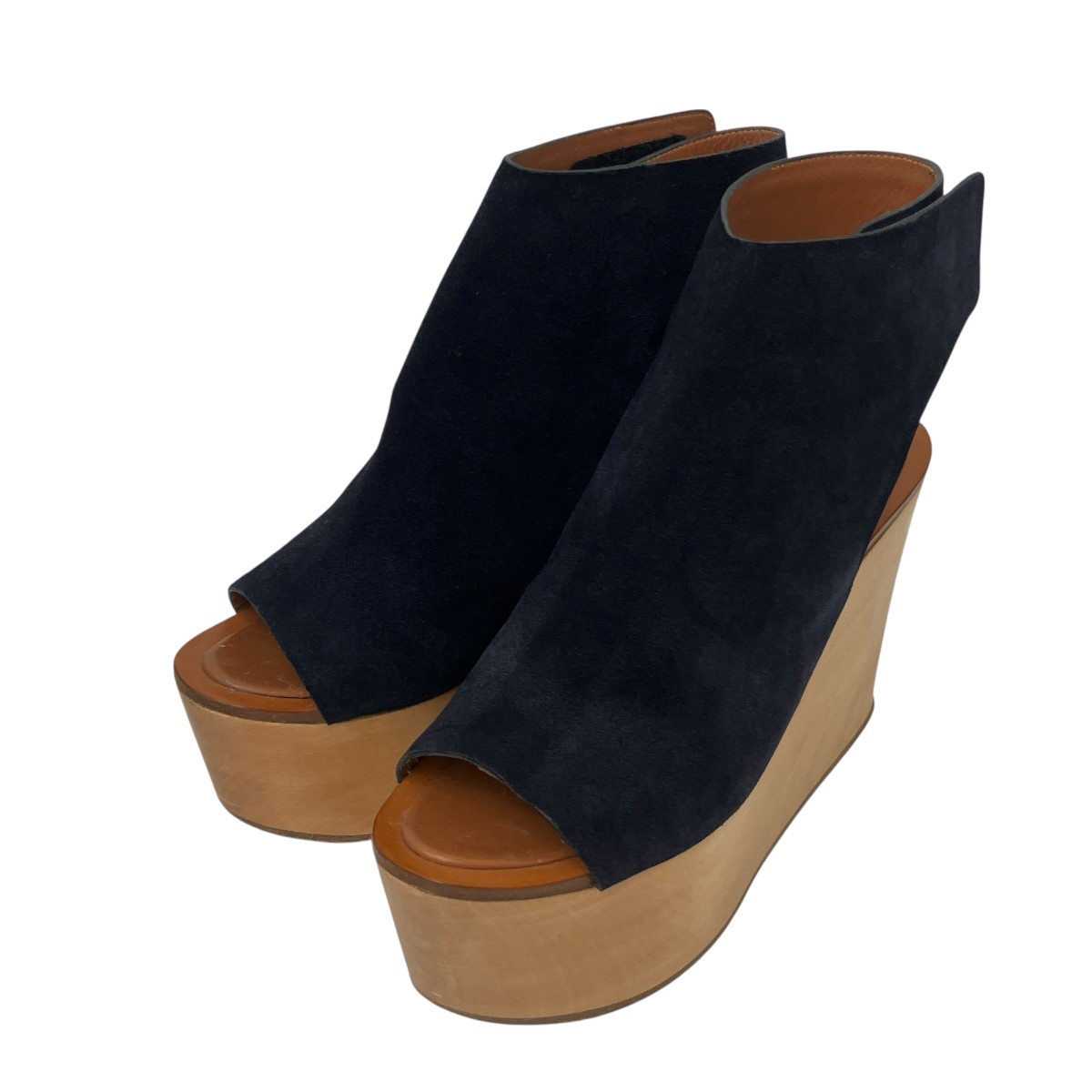 【中古】 CELINE　 フィービー期 ウェッジウッドサンダル ネイビー サイズ：37 【110326】（セリーヌ）