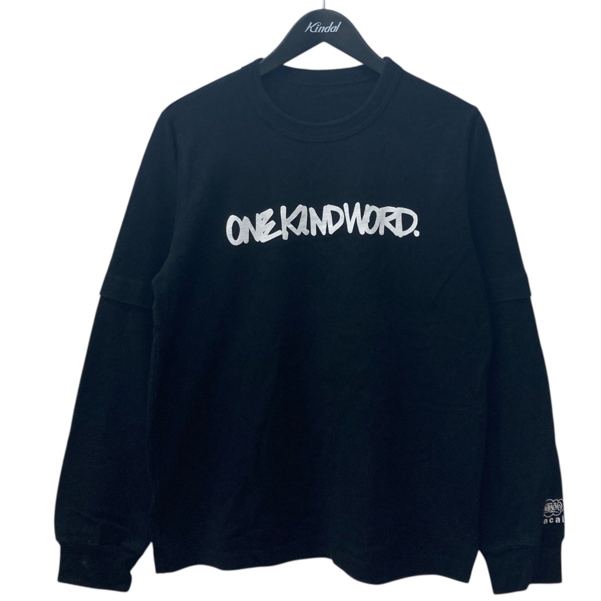 【中古】 sacai　 ONE KIND WORD Print LSV T-Shirts レイヤードカットソー ブラック サイズ：2 【110326】（サカイ）