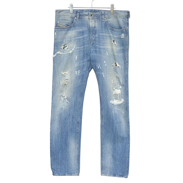 【中古】DIESEL BUSTER 衝突産業ジーンズズボン下 ダメージジーンズパンツ ライトインディゴ 大いさ：34 【110326】（ディーゼル）