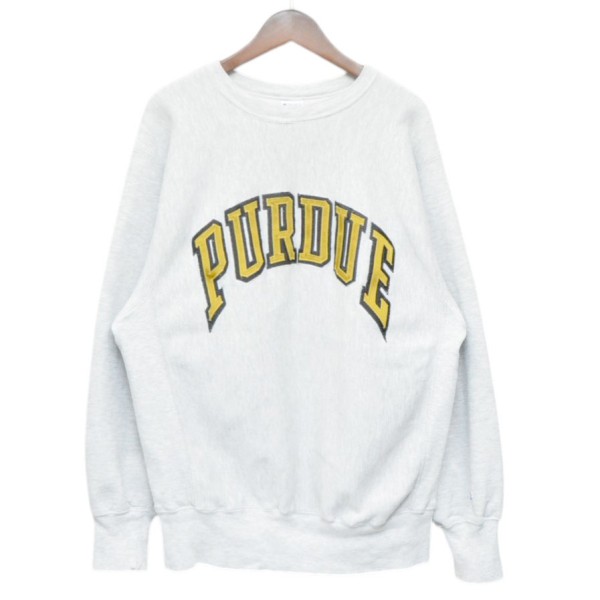 【中古】\u003cBR\u003eChampion REVERSE WEAVE\u003cBR\u003e1990s PURDUE カレッジロゴスウェットシャツ 刺しゅう引き船 薄墨色 大きさ：XL\u003cBR\u003e【必要経費思いかえす】