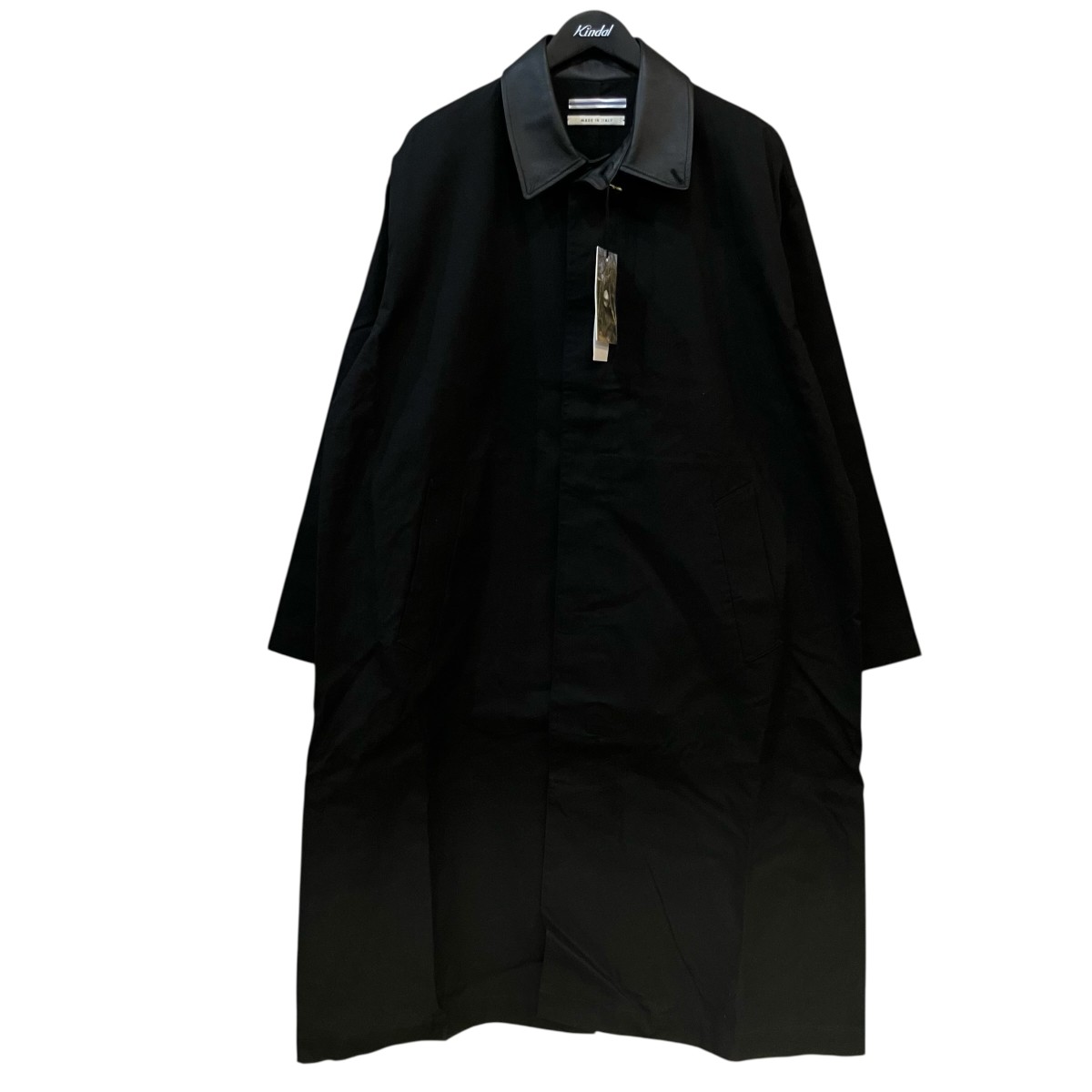 【中古】 Cristaseya　 OVERSIZED WATER REPELLENT TRENCH WITH LEATHER PATCH 襟レザーコットントレンチコート ブラック サイズ：M 【120326】（クリスタセヤ）