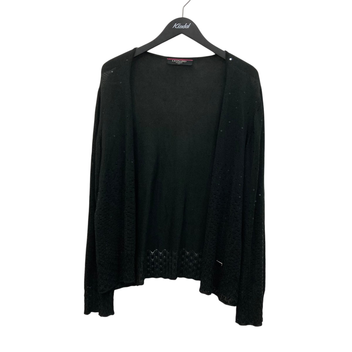 【中古】 LEONARD　 スパンコール付き カーディガン 0337601 ブラック サイズ：LL 【020426】（レオナール）