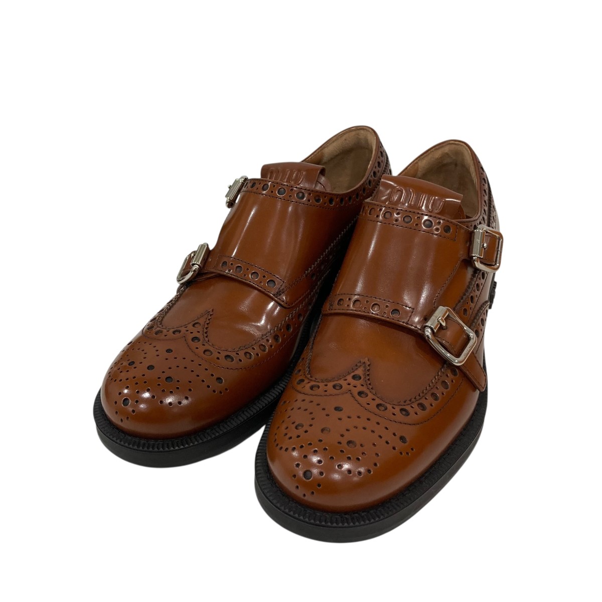 【中古】\u003cBR\u003eMIU MIU×Tricker’s\u003cBR\u003eお召しものシューズ 01580 赤銅色 大きさ：361/2\u003cBR\u003e【通貨価値思いなおす】