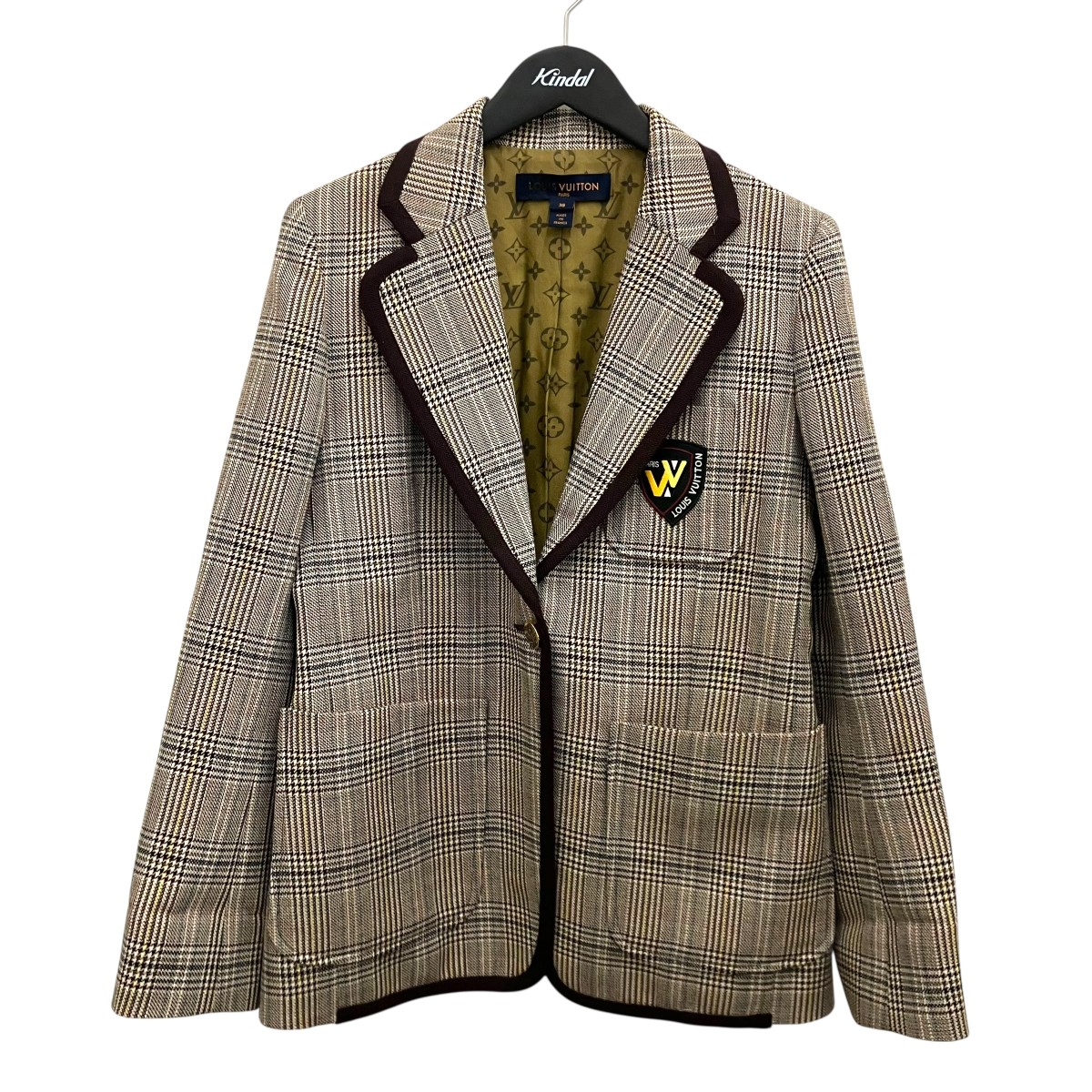 【中古】 LOUIS VUITTON　 パイピングチェックジャケット FJVB04 ライトブラウン サイズ：38 【120326】（ルイヴィトン）