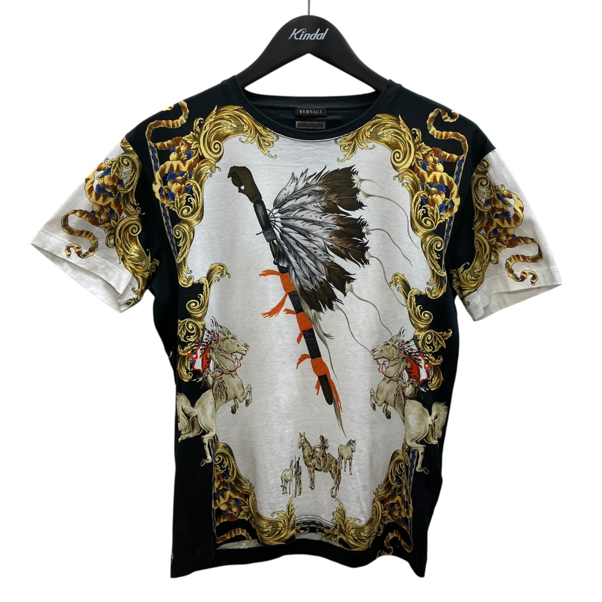 【中古】 VERSACE　 半袖Ｔシャツ ブラック×イエロー サイズ：XS 【130326】（ヴェルサーチ）