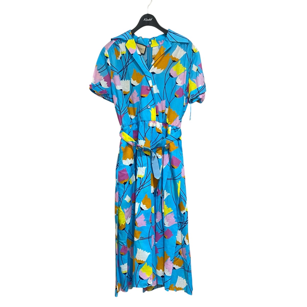 【中古】 GUCCI　 花柄ワンピース 657935 ブルー サイズ：38 【120326】（グッチ）
