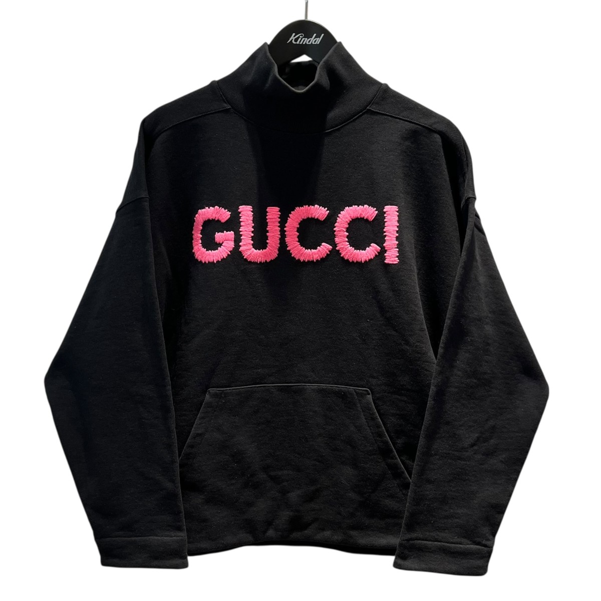 【中古】GUCCI ロゴタイプ刺しゅう タートルネックスウェット 776844 黒いこと×さくら色 大きさ：S 【120326】（グッチ）