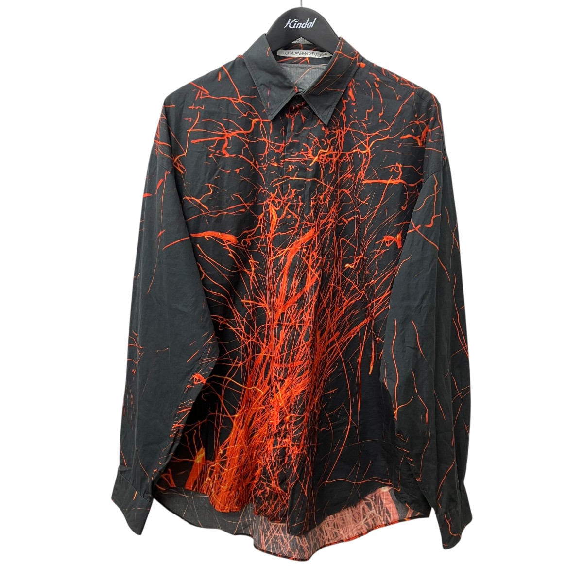 【中古】 JOHN LAWRENCE SULLIVAN　 総柄シャツ レッド×ブラック サイズ：46 【130326】（ジョンローレンスサリバン）