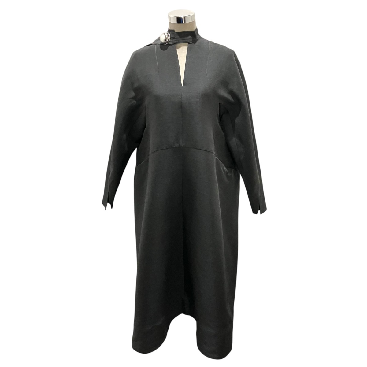 【中古】 HARUNOBUMURATA　 25AW 【ELIANA】 ネックボタンワンピース HM25W411-STY02 チャコールグレー サイズ：36 【130326】（ハルノブムラタ）