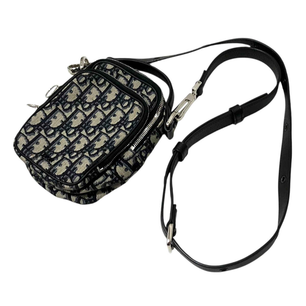 【中古】 DIOR　 【ライダーマイクロポーチ】 ショルダーバッグ 2OBCA326YSE ベージュ×ブラック 【130326】（ディオール）