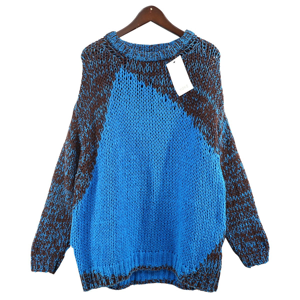 【中古】YOKE 24SS INTARSIA CREWNECK SWEATER インターシャ 綿織物 労働者の一団素っ首 編み物 スウェーター 青み 大きさ：1 【130326】（ヨーク）