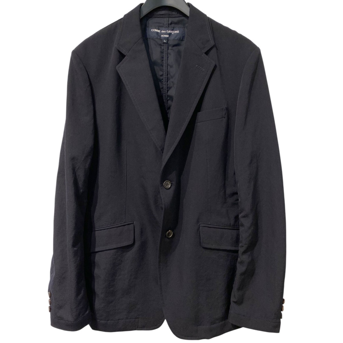 【中古】COMME des GARCONS HOMME　18AW Wool Gaba 2B Jacketウールギャバジンジャケット HB-J101 ネイビー サイズ：L 【130326】（コムデギャルソンオム）｜ブランド古着のカインドオル