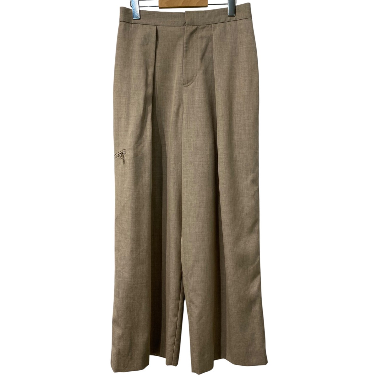 【中古】J．W．ANDERSON 25AW Pleated Tailored Trousersインタックワイドストレートウールスラックス CLAY MELANGE 大きさ：UK34(74糎) 【130326】（ジョナサンウィリアムアンダーソン）
