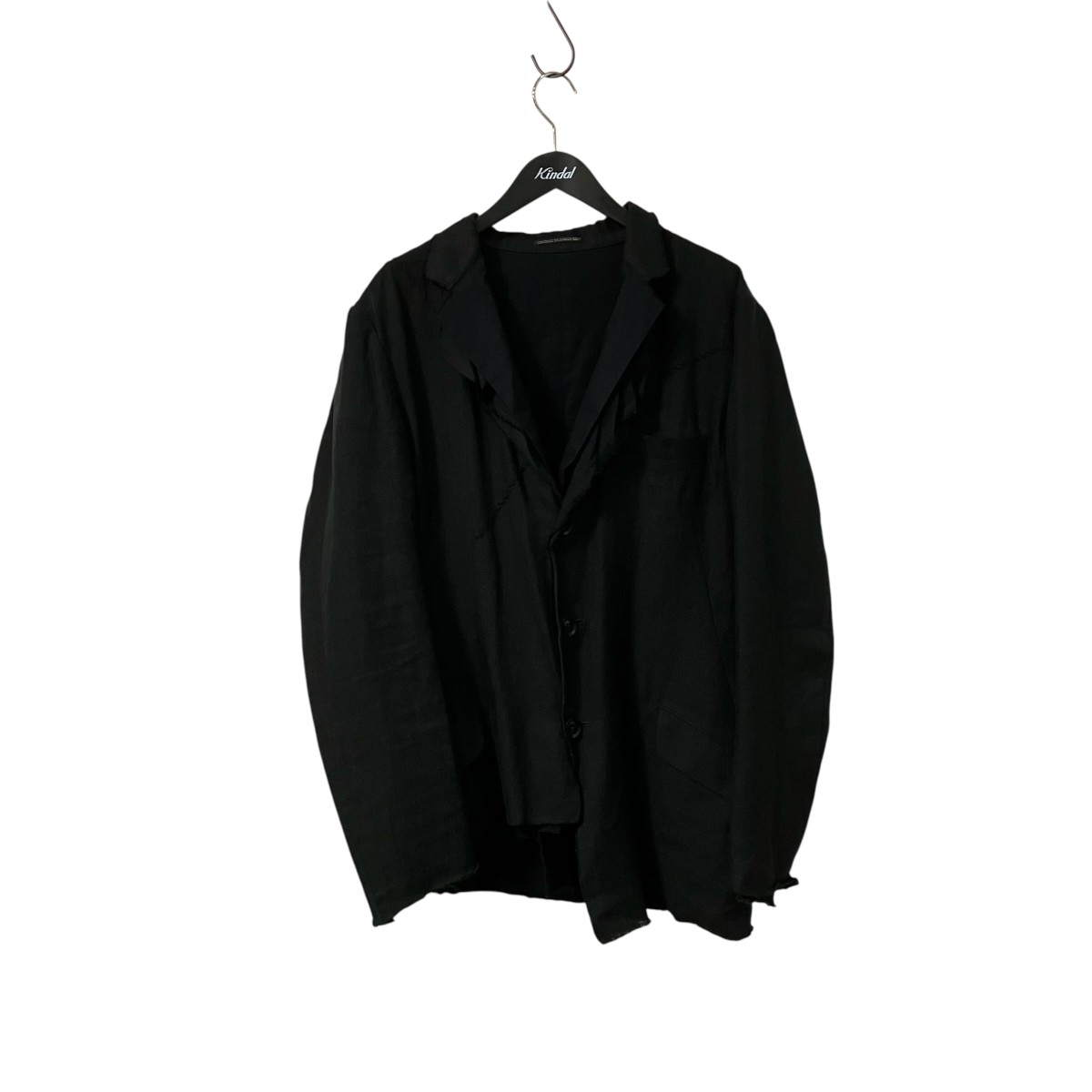 【中古】 Yohji Yamamoto pour homme 2SS 3BJ三重裁断 リネン3レイヤードジャケット HG J09 800 ブラック サイズ：3 【価格見直し】