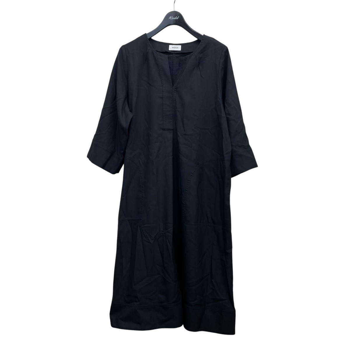 【中古】 MOGA ウールシャンブレー 半袖ワンピース B0234EFA153 ブラック サイズ：2 【価格見直し】