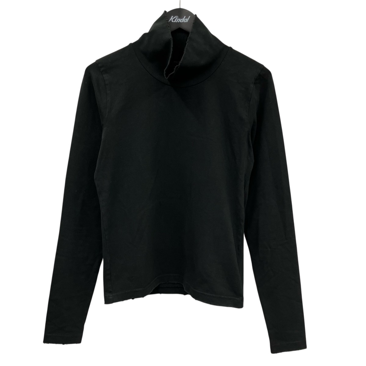 【中古】 BALENCIAGA ダメージ加工ハイネック長袖Tシャツ ブラック サイズ：L 【価格見直し】