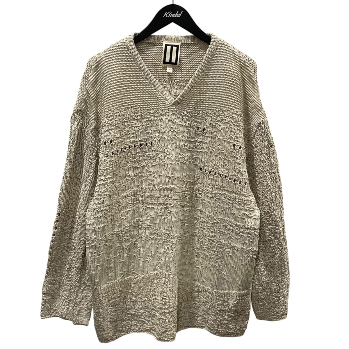 【中古】 daisuke tanabe　 26SS Vネックニットセーター Cooper Knit Long Sleeve Pullover クーパー ニットロングスリーブプルオーバー ベージュ サイズ：02 【140326】（ダイスケ タナベ）
