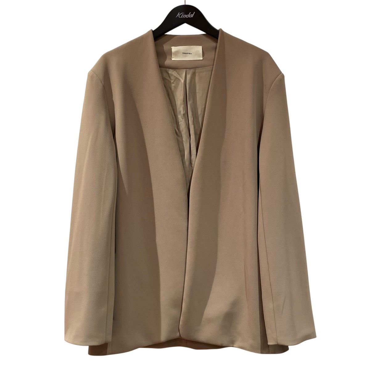 【中古】 TODAYFUL　 22AW ノーカラージャケット 12220107 ベージュ サイズ：38 【140326】（トゥデイフル）