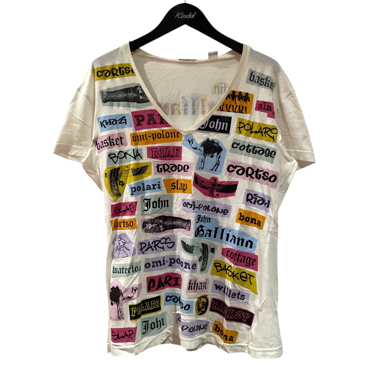 【中古】 JOHN GALLIANO　 半袖Tシャツ AUU704Y AU600A ホワイト サイズ：M 【140326】（ジョンガリアーノ）