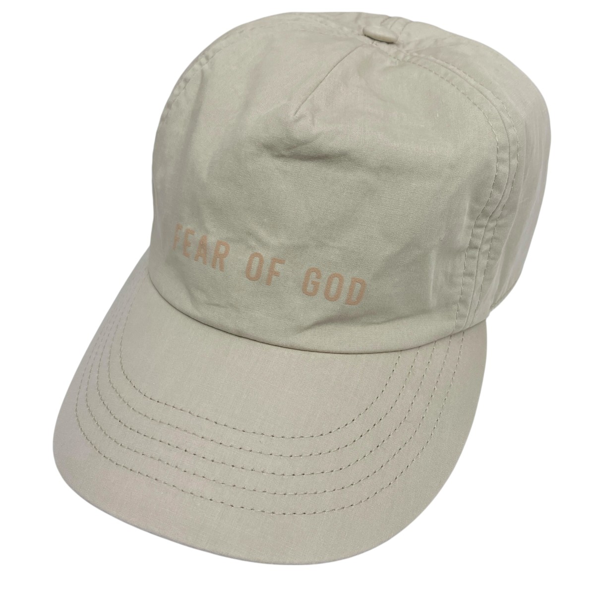 【中古】 FEAR OF GOD　 Eternal Logo-Flocked Cotton Baseball Cap キャップ ベージュ 【030426】（フィアオブゴッド）