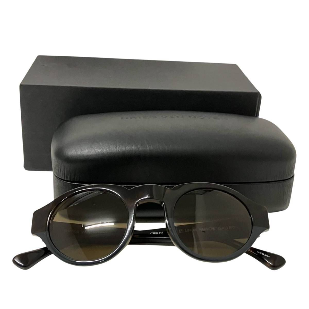 【中古】 DRIES VAN NOTEN×LINDA FARROW GALLERY　 バイカラーサングラス ブラウン×グレー サイズ：47□25-145 【150326】（ドリスヴァンノッテン×リンダファローギャラリー）