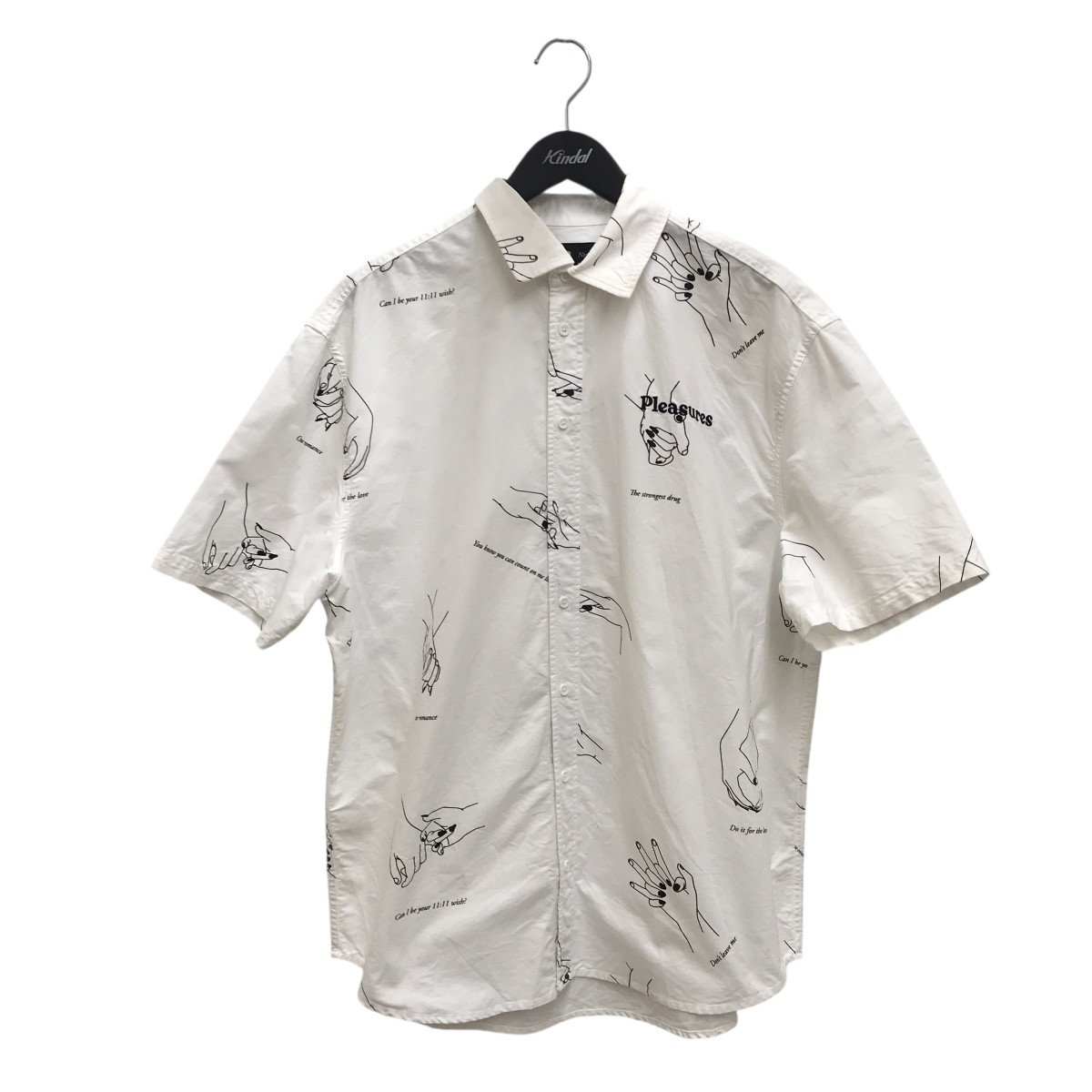 【中古】 PLEASURES 半袖シャツ ホワイト サイズ:L 【150326】(プレジャー)