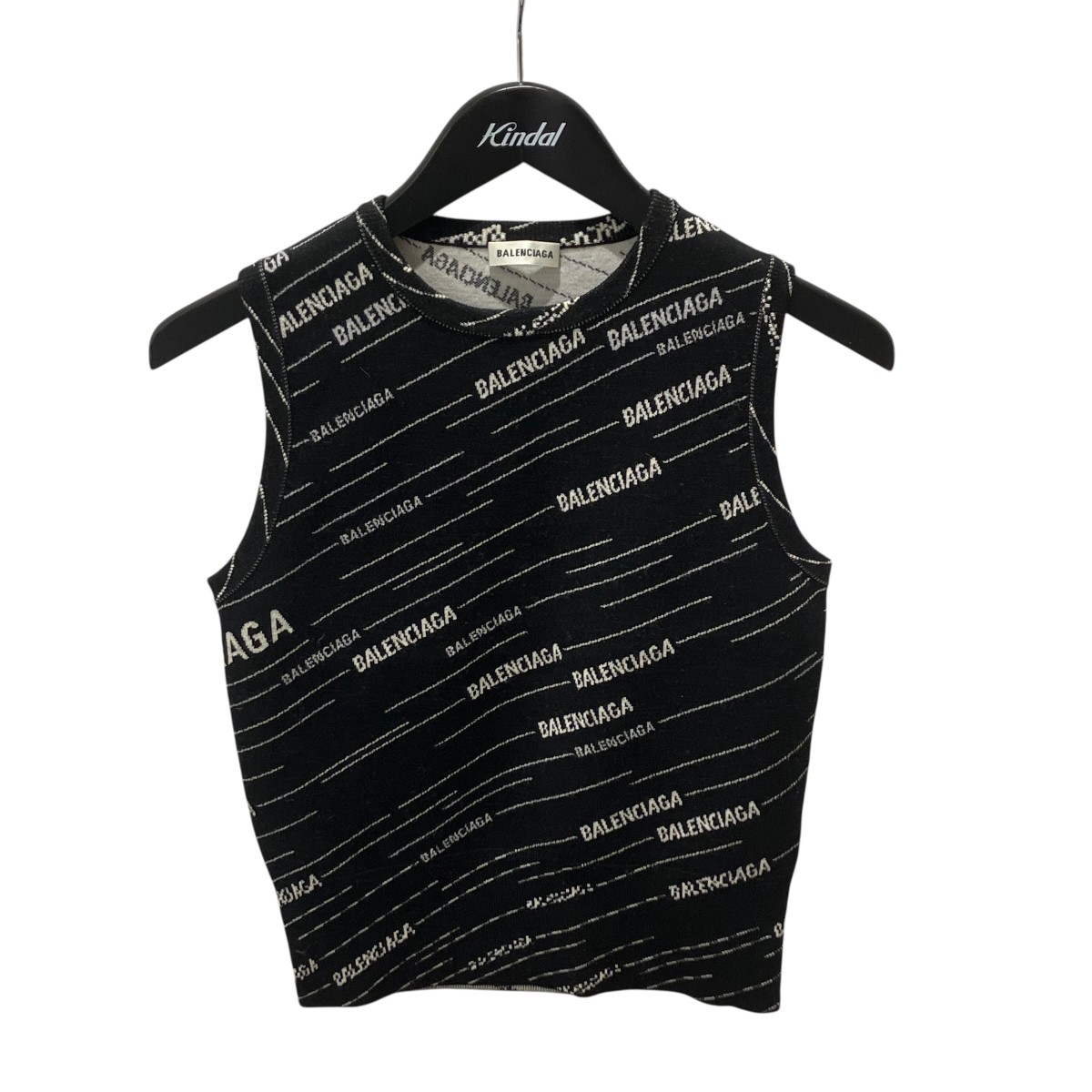 【中古】 BALENCIAGA　 総柄 ニットベスト 555295 ブラック サイズ：XS 【150326】（バレンシアガ）