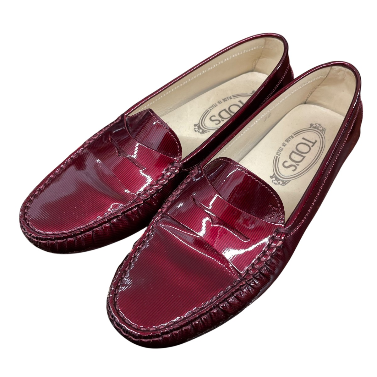 【中古】 TOD’S　 エナメルドライビングシューズ レッド サイズ：36 【150326】（トッズ）