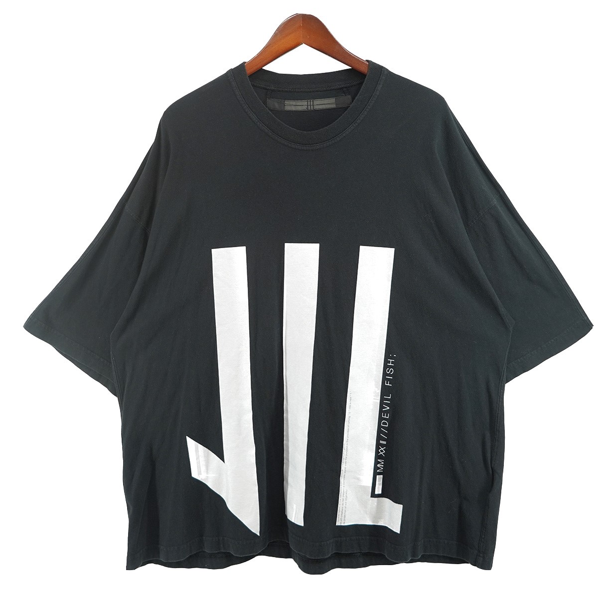 【中古】 NILoS ／ JULIUS　 22SS 家紋 PRINT T-SHIRT オーバーサイズ Tシャツ ブラック サイズ：3 【150326】（ニルズ ユリウス）