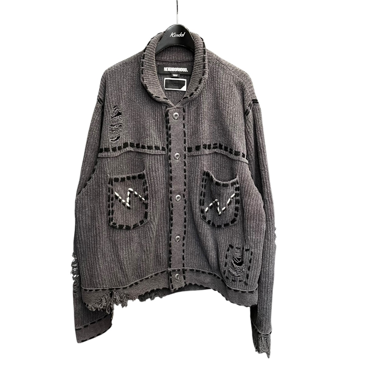 【中古】PHINGERIN×NEIGHBORHOOD 24AW PG1 SAVAGE KNIT ジレー PD-242-NH-KN-011 薄墨色 大きさ：M 【120626】（フィンガリン×ネイバーフッド）