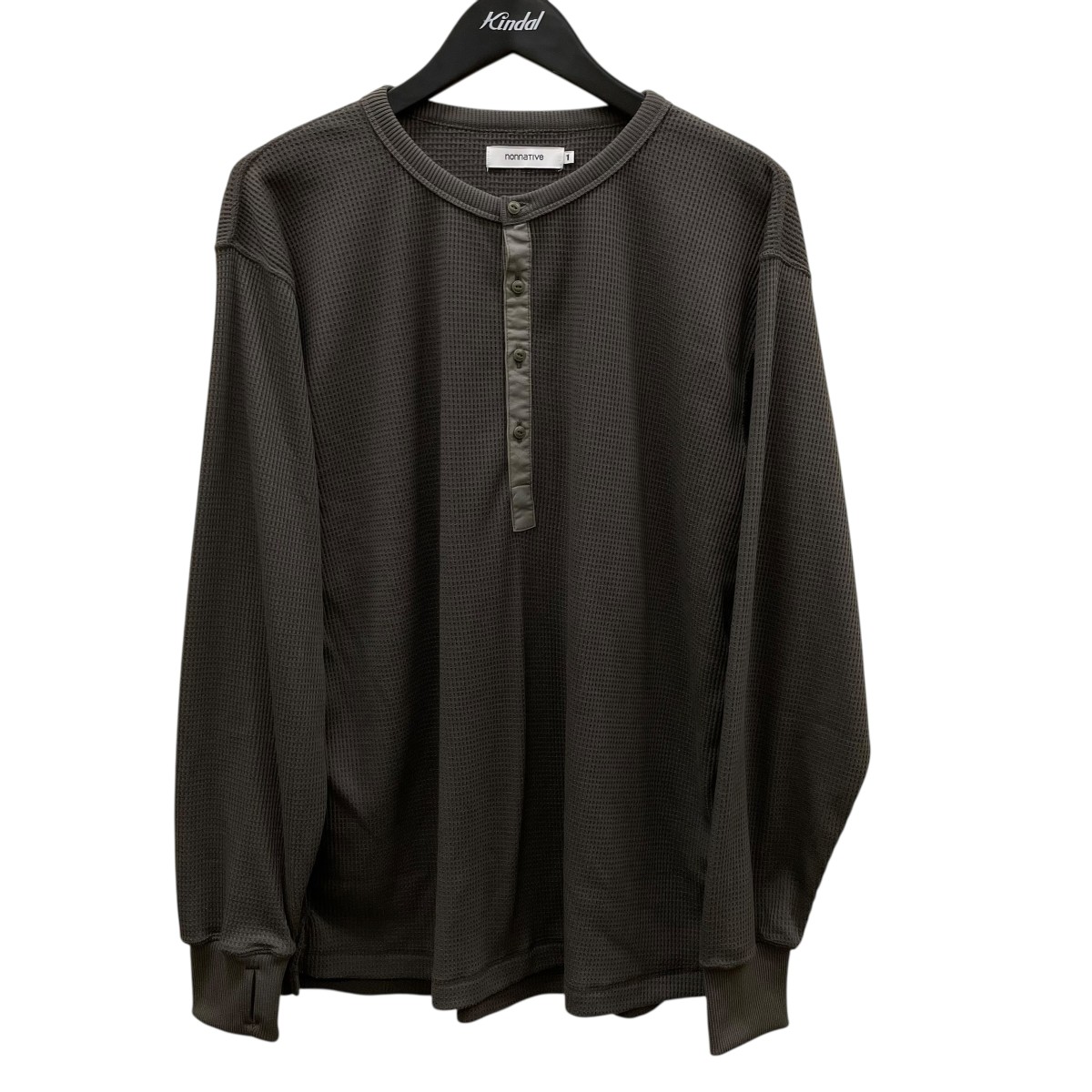 【中古】nonnativeDWELLER L S HENRY NECK TEE POLARTEC THERMAL PRO ヘンリーネックカットソー NN-C4720 グレー サイズ:1【価格見直し】|ブランド古着のカインドオル
