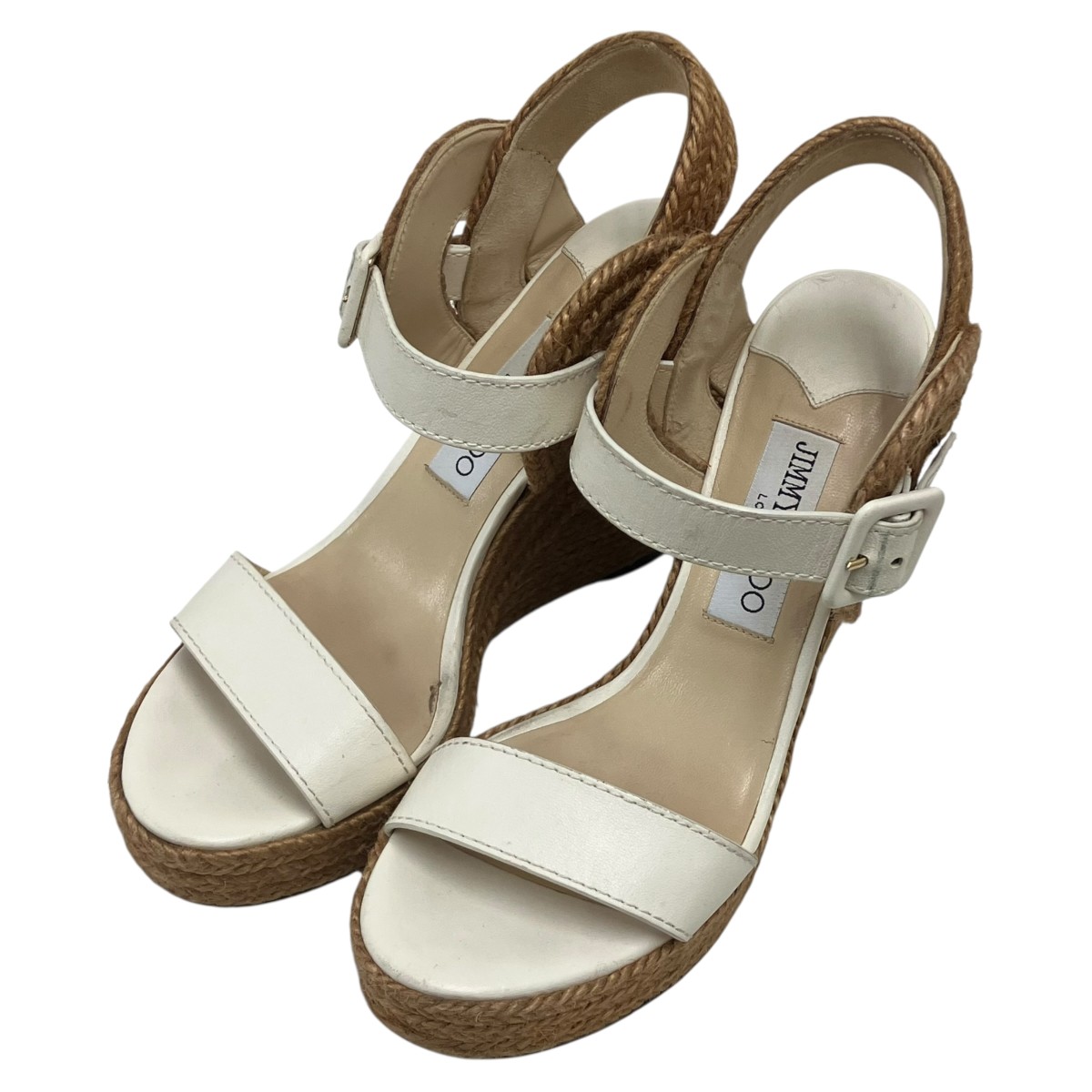 【中古】 JIMMY CHOO　 ヒールサンダル ブラウン×アイボリー サイズ：36 【160326】（ジミーチュウ）