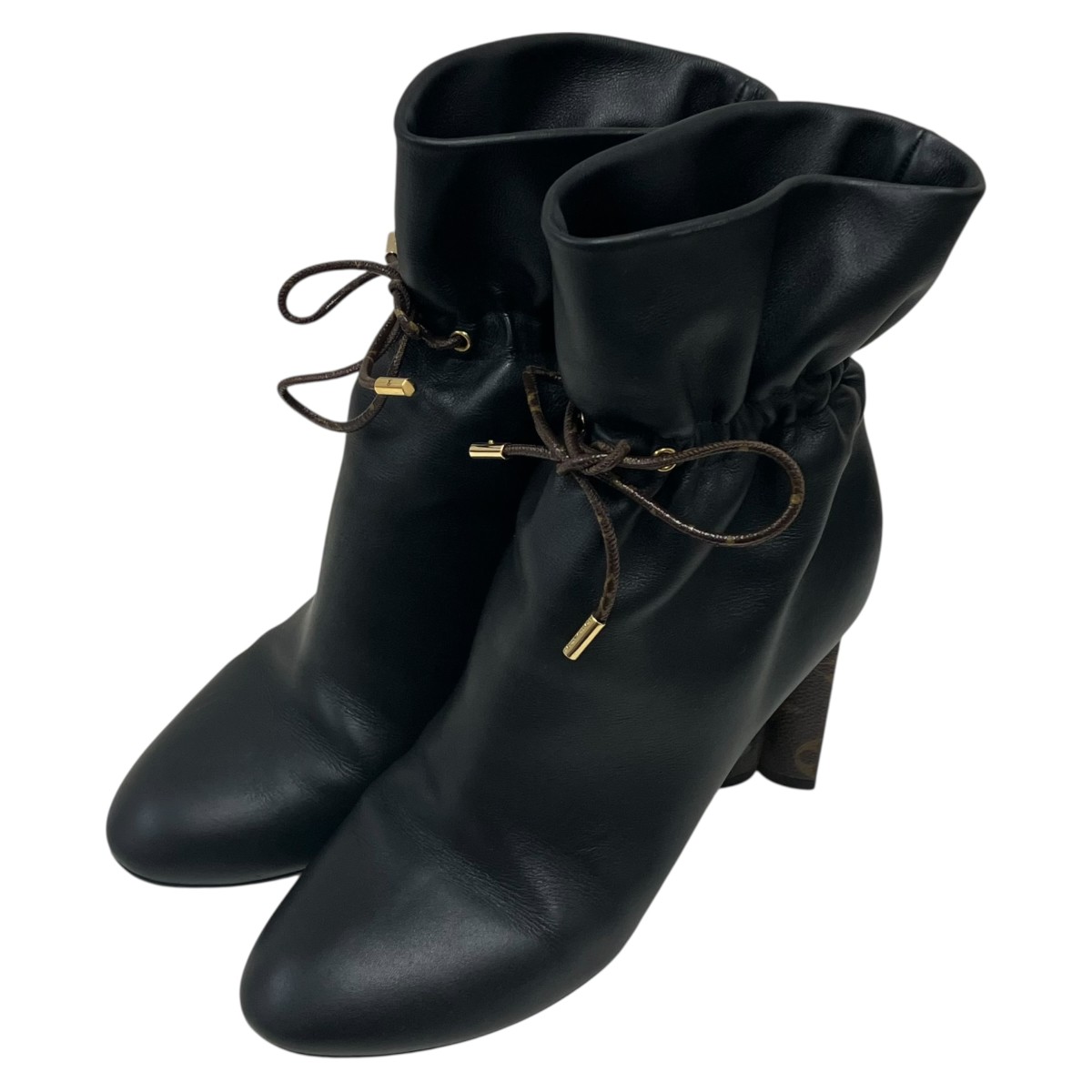 【中古】 LOUIS VUITTON　 シルエットライン モノグラムアンクルブーツ ブラック サイズ：39 【160326】（ルイヴィトン）