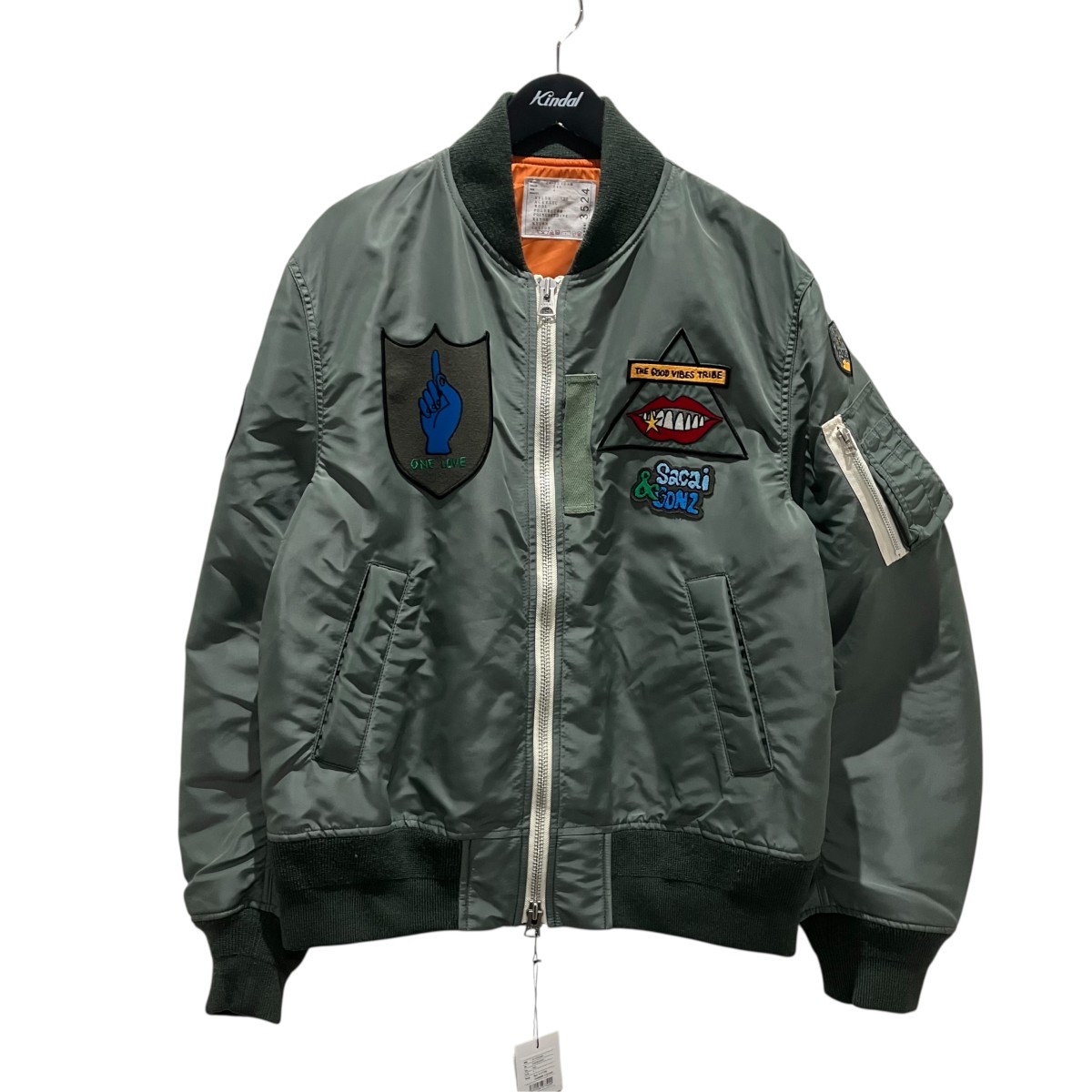 【中古】sacai　【Nylon twill Bolouson】 GONZワッペンMA-1 24-03524M オリーブ サイズ：4 【160326】（サカイ）｜ブランド古着のカインドオル