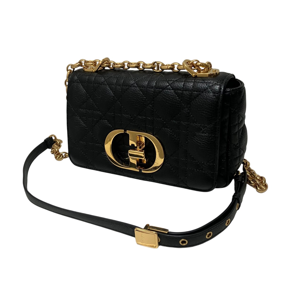 【中古】Christian Dior 【カロ スモールカナージュ カーフスキン】 ショルダーバッグ M9241UWHC-M900 黒いこと 【160326】（ディオール）