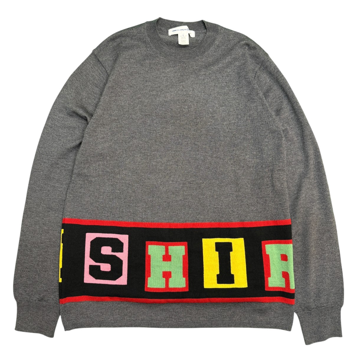 【中古】 COMME des GARCONS SHIRT　 25AW／ acrylic wool intarsia gauge 12 ／アクリルウール薄手ニット FP-N001 グレー サイズ：L 【160326】（コムデギャルソンシャツ） 25,234円