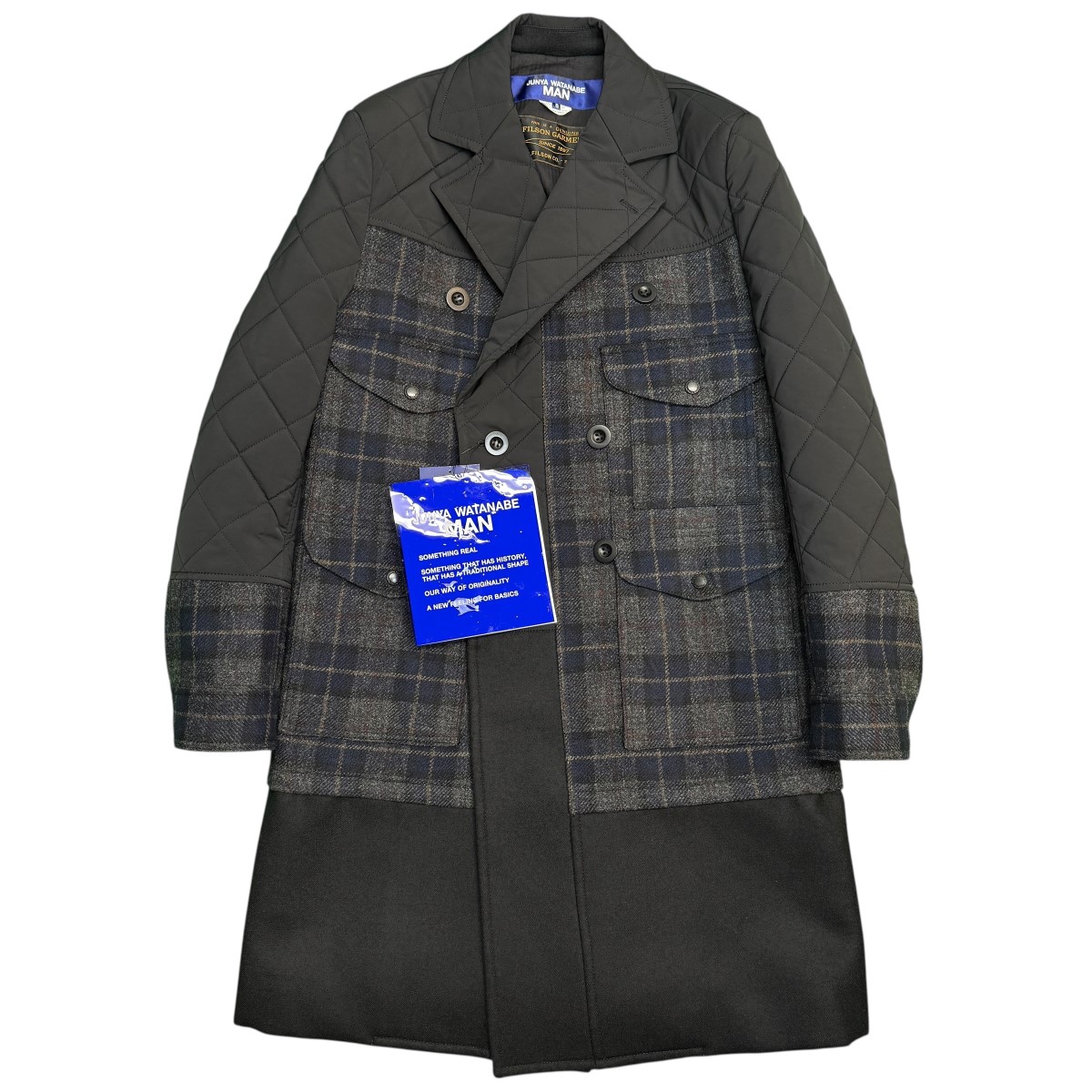 【中古】JUNYA WATANABE MAN×FILSON 25AW/ キルティングコート /フィルソンコラボコート WP-C001-051 ブラック サイズ:S 【160326】(ジュンヤワタナベマン×フィルソン)|ブランド古着のカインドオル