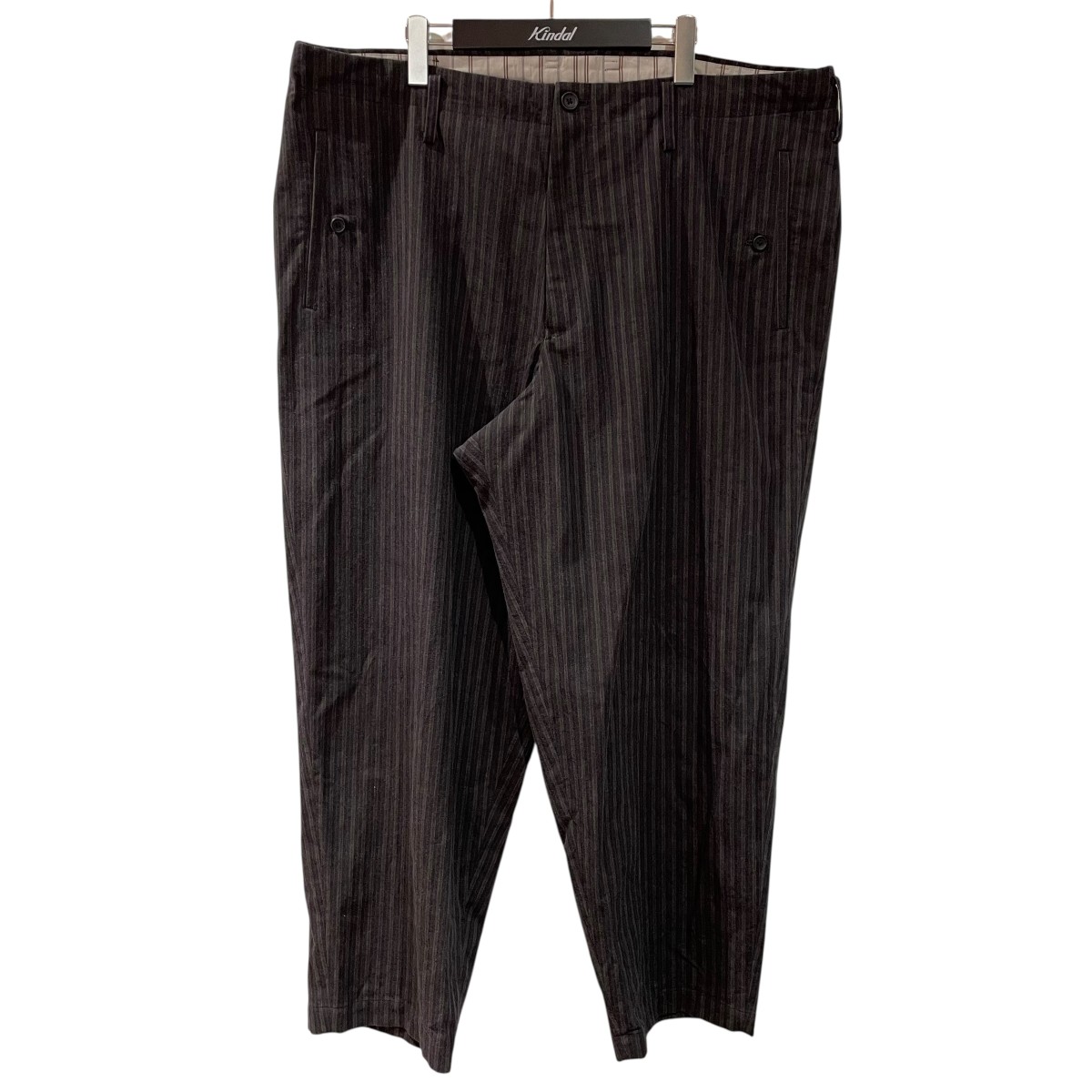 【中古】 Yohji Yamamoto pour homme　 PIGMENT WASH COTTON STRIPE PANTS ストライプパンツ HO-P17-533 ブラウン サイズ：2 【020426】（ヨウジヤマモトプールオム）