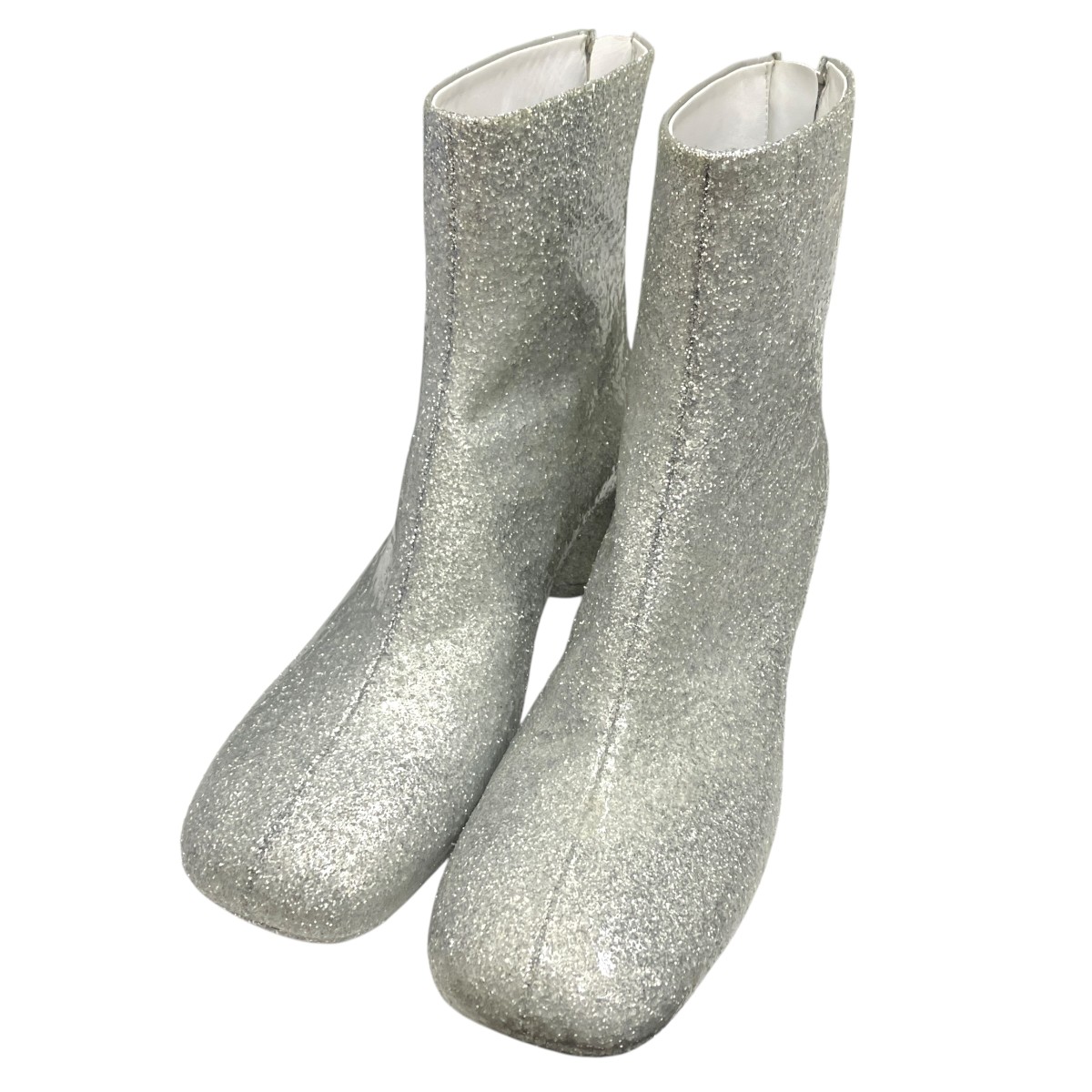 【中古】\u003cBR\u003eMM6 Maison Margiela\u003cBR\u003eGLITTERED ANKLE BOOTS ブーツ しろがね色 大きさ：37.5(24~24.5糎)\u003cBR\u003e【必要経費思いかえす】