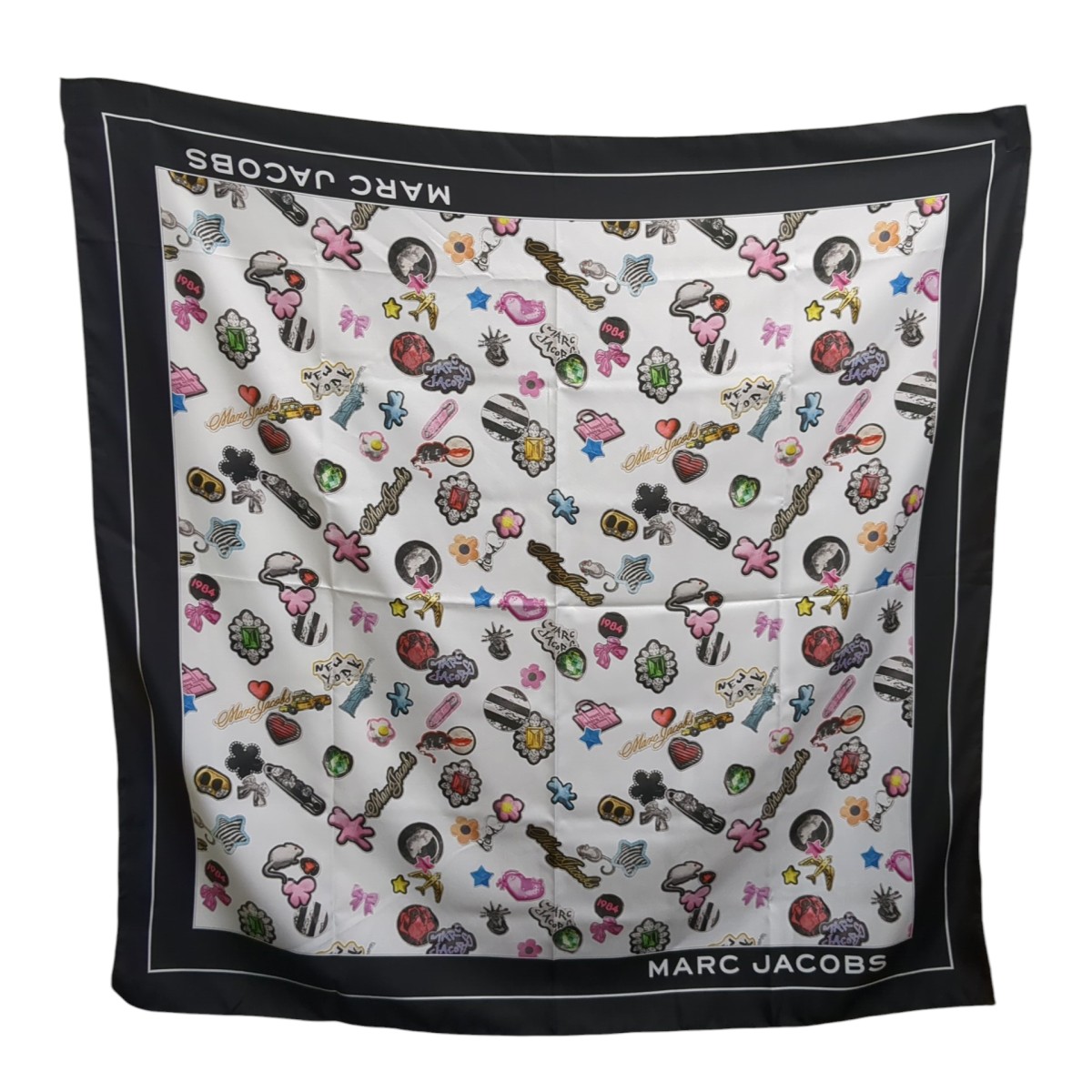 【中古】 MARC JACOBS　 25SS スカーフ 2S5RRA010W28 ブラック×ホワイト 【170326】（マークジェイコブス）