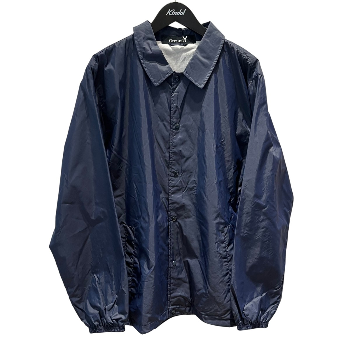 【中古】 GROUND Y　 ■ ロゴプリント コーチジャケット GW-J52-600 ネイビー サイズ：3 【160326】（グラウンドワイ）