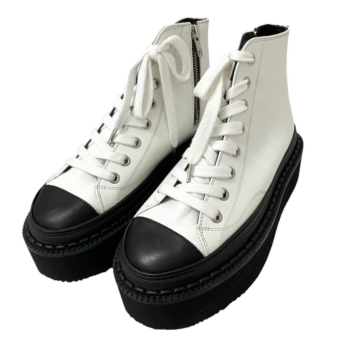 【中古】Y’s サイドジップシューズ YH E10 707 白いこと×黒いこと 大きさ：4 【170326】（ワイズ）
