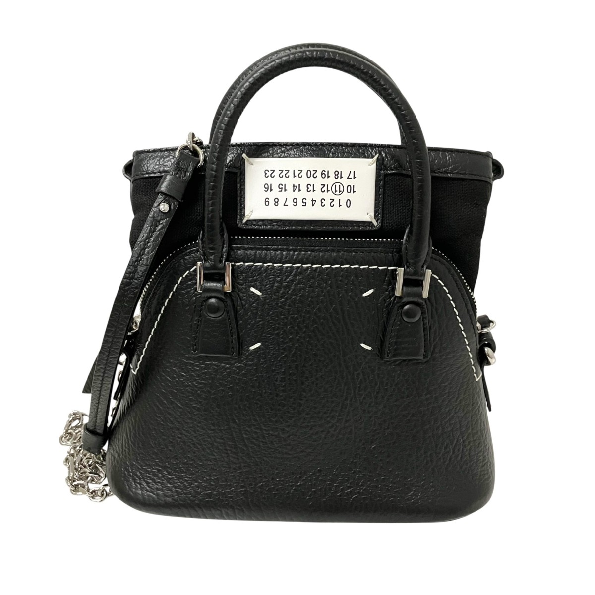 【中古】Maison Margiela 5ACマイクロ御徒面子 チェーン店ショルダーバッグ S56WG0081 黒いこと 【170326】（メゾンマルジェラ）