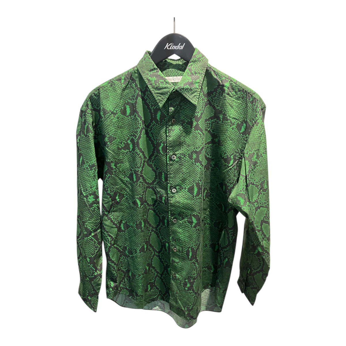 【中古】 JOHN LAWRENCE SULLIVAN　 PYTHON PRINTED COTTON REGULAR COLLAR SHIRT パイソン柄 長袖シャツ 3B001-0219-37 グリーン サイズ：46 【170326】（ジョンローレンスサリバン）
