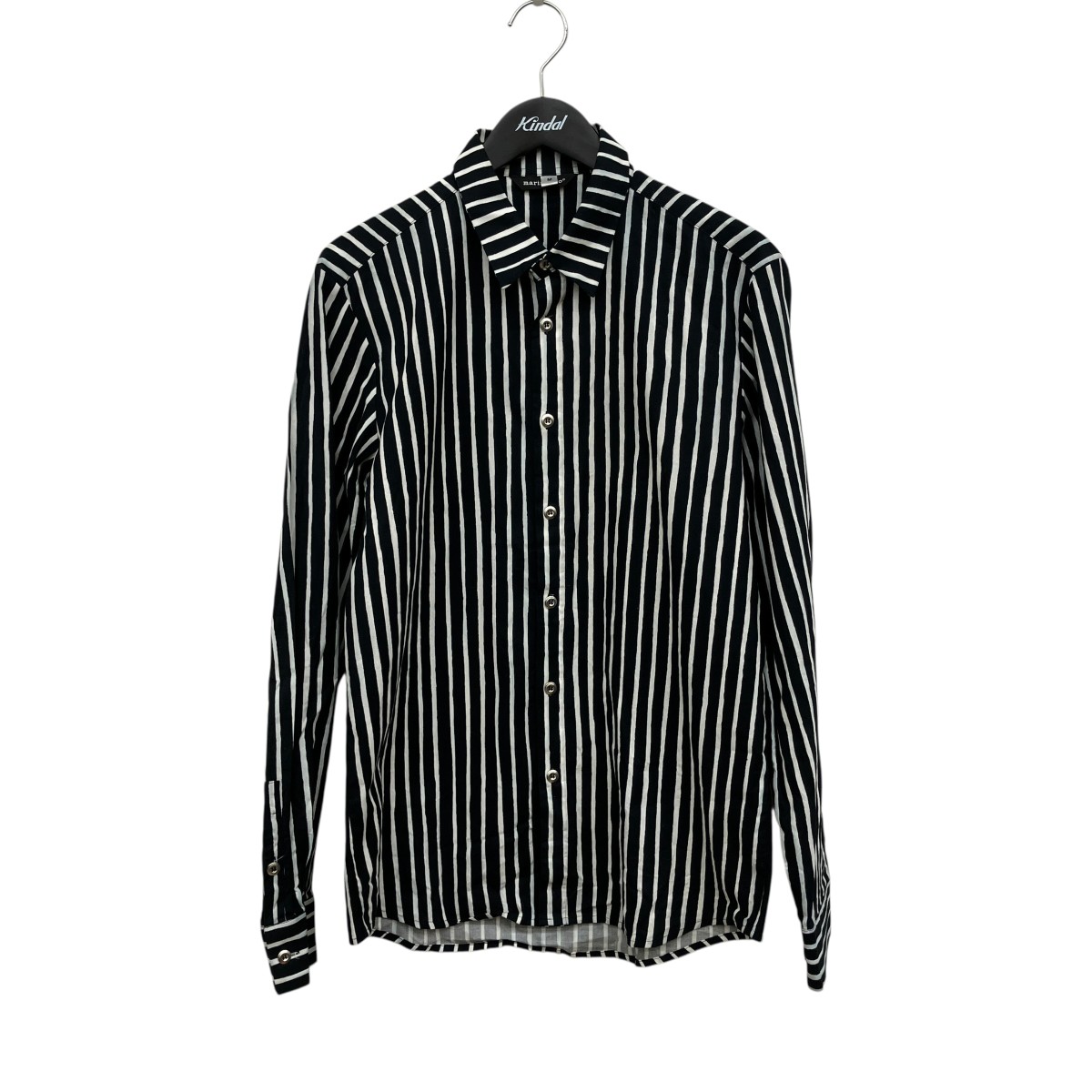 【中古】 marimekko ストライプシャツ 52631-32029 ブラック×ホワイト サイズ:M 【170326】(マリメッコ)
